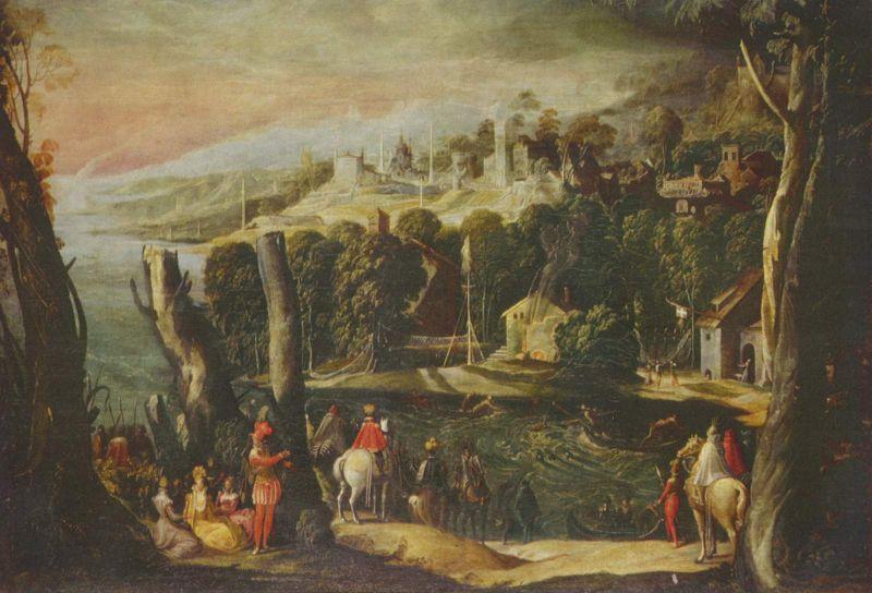 Pietro, Nicolo di Landschaft mit Damen und Reitern oil painting picture
